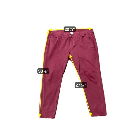 Arizona Jean Co. Jrs. Plus Sateen Skinny Jeans Wine Red Sz 18 Classic 5 Pockets - Picture 6 of 9